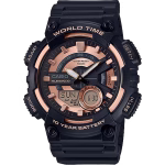 ساعت مچی آنالوگ دیجیتال کاسیو AEQ-110W-1A3VDF مشکی با جزئیات رزگلد