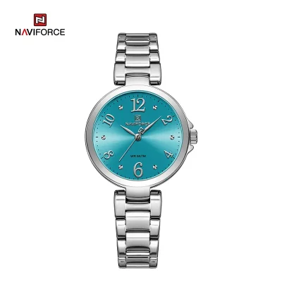 ساعت زنانه NAVIFORCE NF5031 بند استیل نقره ای با صفحه رنگی