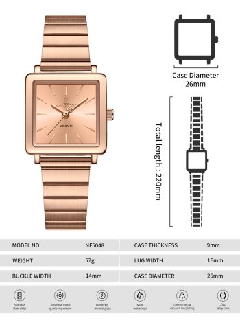 خرید ساعت مچی زنانه مربعی نیوی فورس NF5048 - تصویر 7