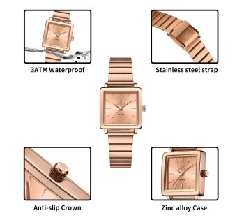 ساعت مچی زنانه مربعی نیوی فورس NF5048 با بند استیل و موتور کوارتز ژاپنی