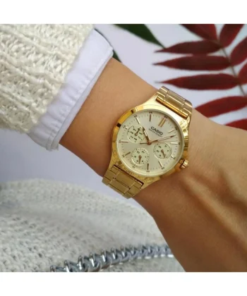 ساعت مچی زنانه کاسیو LTP-V300G-9AUDF آنالوگ سه موتوره - تصویر 2