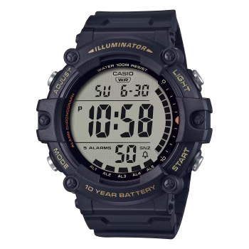 ساعت مچی دیجیتال مردانه کاسیو AE-1500WHX-1AV با صفحه LCD بزرگ، بند رزینی مشکی و طراحی مقاوم