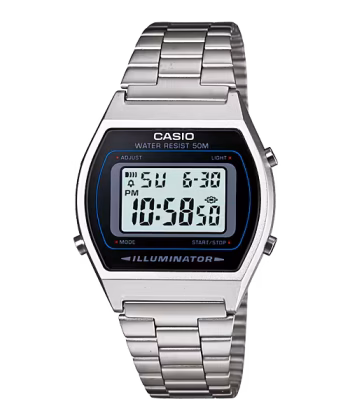 ساعت کاسیو B640WD-1AV با طراحی رترو و بند و قاب نقره ای