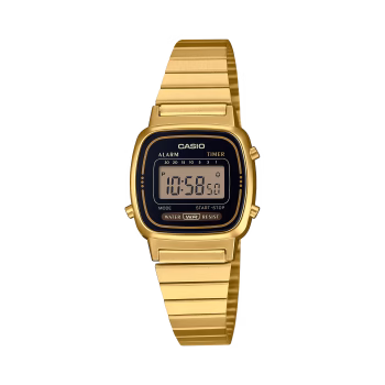 ساعت مچی دیجیتال زنانه کاسیو Casio LA670WGA-1DF با بند استیل طلایی و صفحه مستطیلی دیجیتال کلاسیک