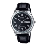 ساعت مچی مردانه کاسیو MTP V006L 1B با بند چرمی مشکی و نمایش روز و تاریخ