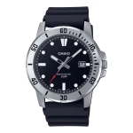 ساعت مچی مردانه کاسیو MTP-VD01-1EV با طراحی اسپرت، قاب فلزی، بند رزینی مشکی و نمایش تاریخ