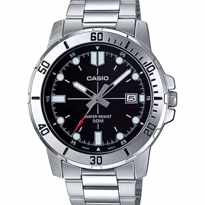 ساعت مچی مردانه کاسیو MTP-VD01D-1EV با بند استیل و صفحه مشکی