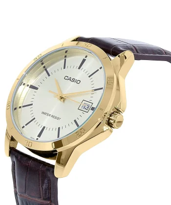 ساعت مچی مردانه کاسیو MTP V004GL 9A بند چرمی قهوه‌ای - تصویر 5