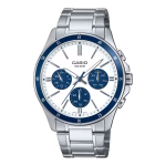 ساعت مچی مردانه کاسیو سه موتوره مدل Casio MTP-1374D-7A2 صفحه سفید و قاب سرمه ای