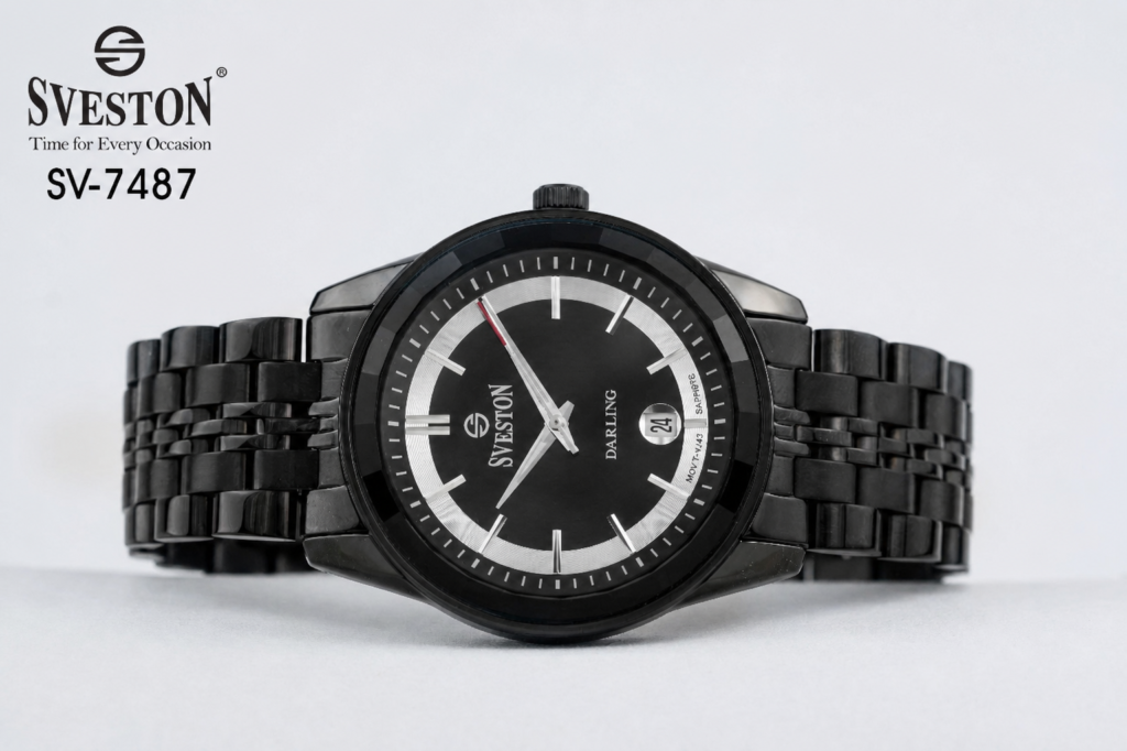 ساعت مردانه سویستون SV-7487 مشکی با بند استیل و صفحه مشکی