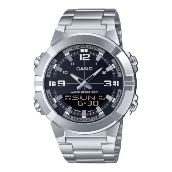 ساعت مردانه کاسیو مدل AMW-870D-1AV تمام استیل با صفحه مشکی