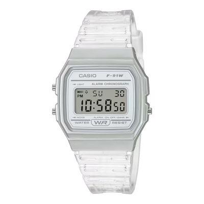 ساعت کاسیو مدل F-91WS-7 رزینی سفید شفاف