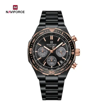ساعت مچی مردانه NAVIFORCE NF8049 دو رنگ مشکی رزگلد